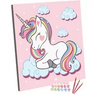 Malowanie po numerach - Zestaw do Malowania po Numerach Dla Dzieci 20x20 cm, Jednorożec Wśród Chmur - miniaturka - grafika 1