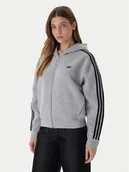 Bluzy damskie - adidas Bluza adicolor 3-Stripes JY2620 Szary Regular Fit - miniaturka - grafika 1