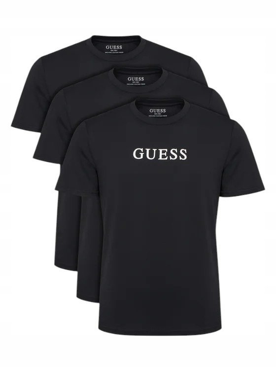GUESS KOSZULKA MĘSKA T-SHIRT TEE CN LOGO 3PACK CZARNA r.M