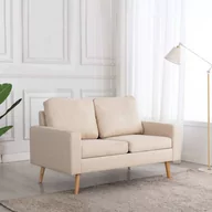 Sofy i kanapy - vidaXL 2-osobowa sofa, kremowa, tapicerowana tkaniną - miniaturka - grafika 1