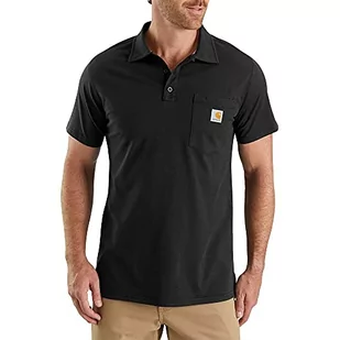 Carhartt Męska koszulka polo Force Cotton Delmont Pocket, Czarny, S - Koszulki męskie - miniaturka - grafika 1