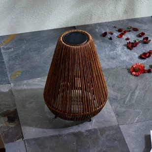 Lindby Amaria lampa solarna LED rattan ciemny - Lampy ogrodowe - miniaturka - grafika 1