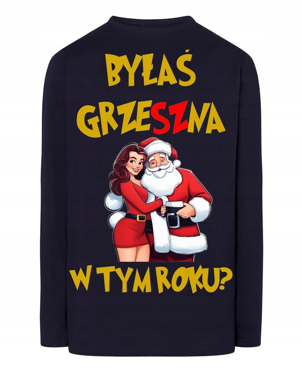 Longsleeve męski Świąteczny Nadruk Mikołaj Mikołajki Prezent r.M