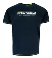 Koszulki męskie - T-shirt Bawełniany Granatowy z Krótkim Rękawem, Męski z Nadrukiem, U-neck -PAKO JEANS - Pako Jeans - miniaturka - grafika 1
