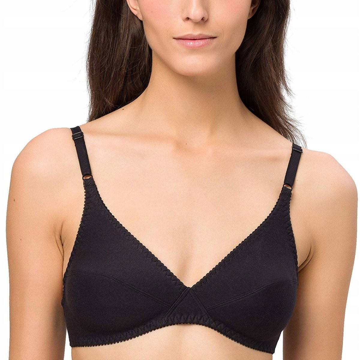 TRIUMPH BEEDEES bawełna czarny bawełniany biustonosz miękki bez fiszbin 85A