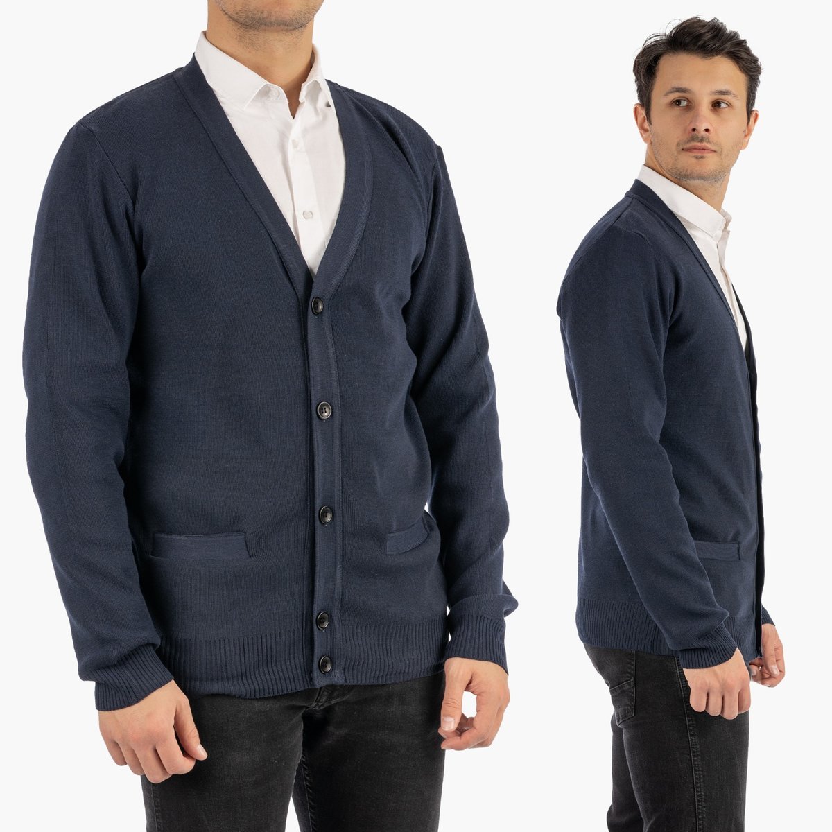 Sweter Męski Rozpinany Klasyczny Elegancki Wygodny Na Guziki Granatowy MUST XL Granatowy