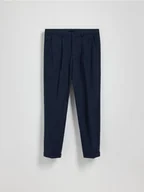 Spodnie męskie - Reserved - Spodnie chino slim z lnem - granatowy - miniaturka - grafika 1