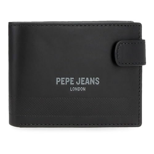 Pepe Jeans Deep Portfel poziomy z zatrzaskiem Czarny 11x8,5x1 cm Skóra by Joumma Bags, Czarny (Black), Talla única, Portfel poziomy z zapięciem na klik