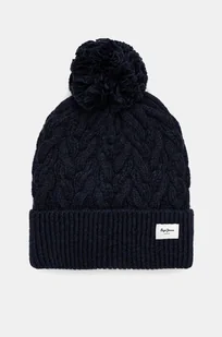 Pepe Jeans czapka WALLIS HAT kolor granatowy z grubej dzianiny PL040353 - Czapki damskie - miniaturka - grafika 1
