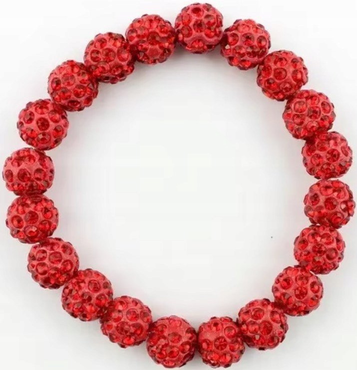 Czerwony Bransoletka z Koralików Shamballa Elastyczna Ręcznie Robiona