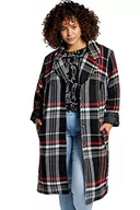 Płaszcze damskie - Studio Untold Damski płaszcz w kratkę, klapy, długi rękaw, wełniany płaszcz, czarny, 46-48 - miniaturka - grafika 1
