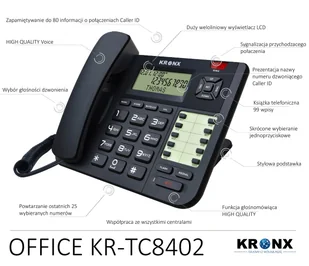 Telefon Kronx TC 8402 - Telefony stacjonarne - miniaturka - grafika 1