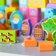 Klocki - Klocki drewniane - Zagroda Miasto 100 elementów - miniaturka - grafika 1