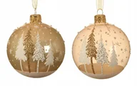 Bombki - Bombka Choinkowa Zdobiona Szklana Odcienie Brązu 8 Cm - miniaturka - grafika 1