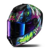 Kaski motocyklowe - Kask Integralny Shark Spartan RS Shaytan Mat Czarny/Zielony/FioletowyS - miniaturka - grafika 1