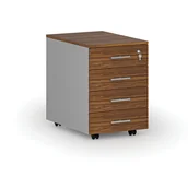 Szafki biurowe - Kontenerek biurowy mobilny PRIMO GRAY, 4 szuflady, szary/orzech - miniaturka - grafika 1