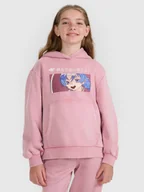 Bluzy dla dziewczynek - 4F Bluza dresowa nierozpinana z kapturem dziewczęca - różowa 122 (6-7 lat) - miniaturka - grafika 1