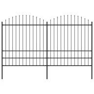 Ogrodzenia - vidaxl Panele ogrodzeniowe z grotami, stal, (1,75-2) x 3,4 m, czarne - miniaturka - grafika 1