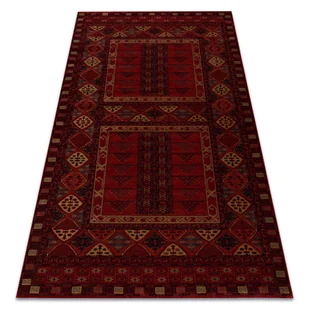 Dywan wełniany KASHQAI 4346 300 orientalny, geometryczny bordo czerwony 80x160 cm - Dywany - miniaturka - grafika 1