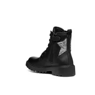 Botki damskie - Geox J Casey Girl G Botki, czarne/DK Silver, 10 UK Child, Czarny Dk Srebrny, 10 UK Child - miniaturka - grafika 1