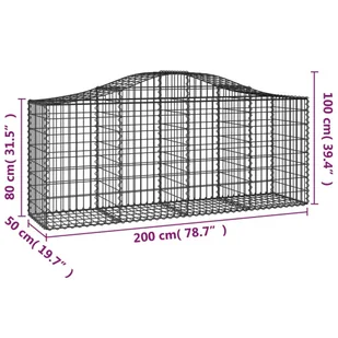VIDAXL Kosze gabionowe, 6 szt, 200x50x80/100 cm, galwanizowane żelazo - Ogrodzenia - miniaturka - grafika 7