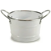 Donice - Osłonka na doniczkę cynkowa, biała, Ø 11,5 cm - miniaturka - grafika 1