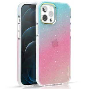 Kingxbar Ombre Series kolorowe brokatowe etui do iPhone 13 Pro niebieskoróżowy - Etui i futerały do telefonów - miniaturka - grafika 1