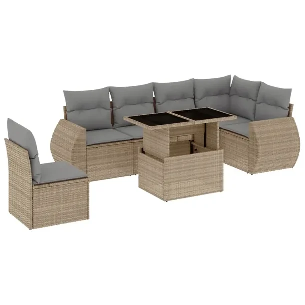 Zestaw mebli ogrodowych modułowych beżowy rattan PE, wymiary: 62x62x69 cm