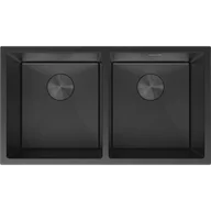 Zlewozmywaki - Mexen Binox zlewozmywak stalowy 2-komorowy 800 x 450 mm, czarny HC - 6421802000-70HC - miniaturka - grafika 1