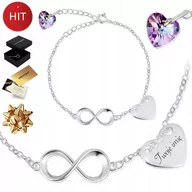 Bransoletki - SREBRNA BRANSOLETKA DAMSKA SERCE NIESKOŃCZONOŚĆ 925 NA PREZENT GRAWER ŻONY - miniaturka - grafika 1