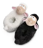 Kapcie damskie - Kapcie Baranek Wool*y Gang Gr, 34-37 (M) czarno-biały - Pluszowe ciepłe papucie ze zrównoważonej produkcji dla chłopców i dziewczynek - papcie zwierzaki z antypoślizgową podeszwą - slippery - miniaturka - grafika 1