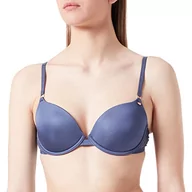 Biustonosze - Women'secret Biustonosz z Mikrofibry, Tiul, Logo, Średni Niebieski, 90B - miniaturka - grafika 1