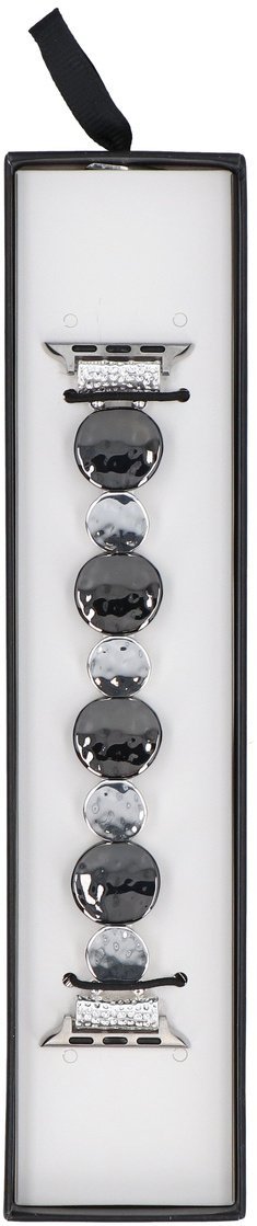 GlacierX Nowa bransoleta do smartwatcha GlacierX Gleam Moons Stretch Bracelet Silver Jet do Apple Watch 38/40/41mm Srebrno-Czarna