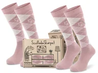 Skarpetki damskie - Bawełniane Podkolanówki Jeździeckie Comodo Dla Dorosłych Uniseks, Rozmiar 39-42, Różowe, 2 Pary, Cienkie, W Pudełku Prezentowym - miniaturka - grafika 1