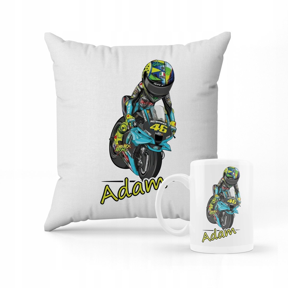 ZESTAW PODUSZKA + KUBEK Prezent Motocyklista + IMIĘ