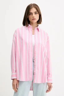 Guess Jeans koszula bawełniana damska kolor różowy relaxed z kołnierzykiem klasycznym W5YH98 WHFL1 - Koszule damskie - miniaturka - grafika 1