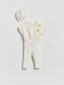 Komplety dla niemowląt - Reserved - Bawełniane komplet z czapeczką - złamana biel - miniaturka - grafika 1