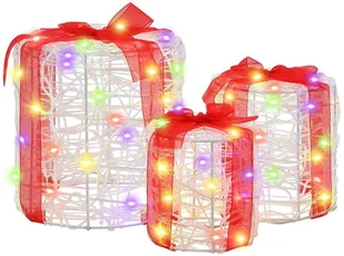 vidaXL Dekoracja Pudełka Prezentowego 3 pcs kolorowy 20 x 20 x 21 cm - Ozdoby bożonarodzeniowe - miniaturka - grafika 1