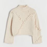Swetry dla dziewczynek - Reserved - Sweter z frędzlami - Kremowy - miniaturka - grafika 1