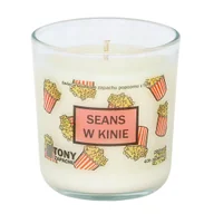 Świece - Naturalna świeca sojowa Seans w Kinie o zapachu słonego popcornu z nutą karmelu, ręcznie robiona, w szklanym naczyniu, idealna jako prezent, upominek - miniaturka - grafika 1