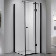 Kabiny prysznicowe - Hydrosan Czarna kabina prysznicowa 90x90 kwadratowa drzwi uchylne KZ1390BB - miniaturka - grafika 1