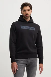 Calvin Klein bluza męska kolor czarny z kapturem z nadrukiem K10K113552 - Bluzy męskie - miniaturka - grafika 1
