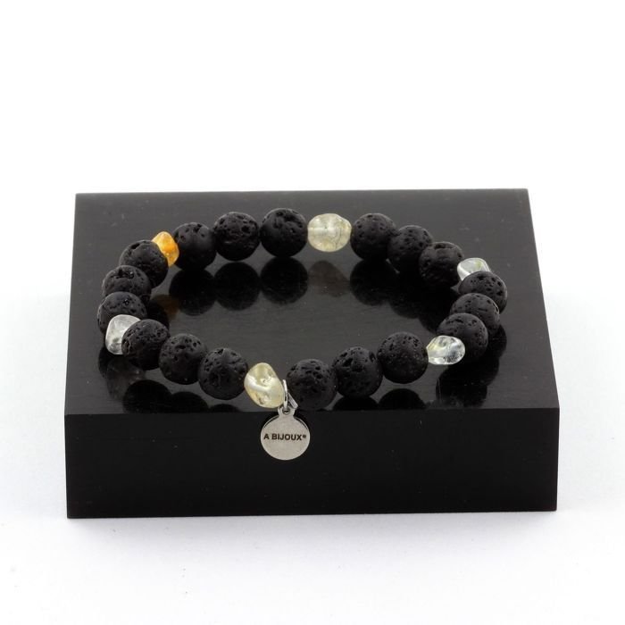 Bransoletka - A Bijoux - Topaz z Brazylii - Perły lawy 8 mm - Długość 19-20 cm - Mieszane