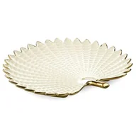 Tace i patery - Patera ceramiczna 40x38x5 Hiral 1 kremowa złota liść Eurofirany - miniaturka - grafika 1