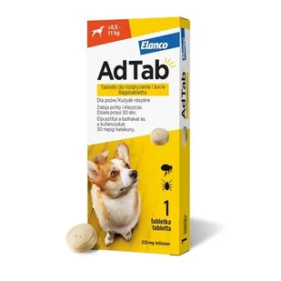 AdTab Tabletki na Kleszcze Pchły 225mg 5,5-11kg - Artykuły przeciw pasożytom - miniaturka - grafika 1