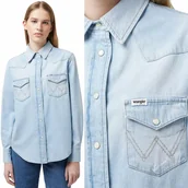 Koszule damskie - Wrangler HERITAGE REGULAR SHIRT Grammer KOSZULA JEANSOWA JASNY DżINS S - miniaturka - grafika 1