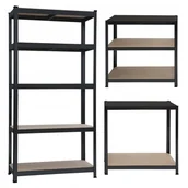 Regały - REGAŁ MAGAZYNOWY METALOWY CZARNY 150x75x30cm 5 PÓŁEK SZAFKA - miniaturka - grafika 1