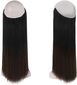 Ozdoby do włosów - WŁOSY SYNTETYCZNE PRZEDŁUŻANIE PROSTE DOCZEPIANE OMBRE CIEMNY BRĄZ 46cm - miniaturka - grafika 1