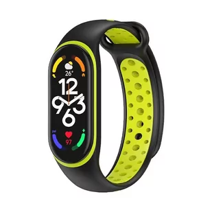 Opaska / Pasek Silikonowy Braders do Xiaomi Mi Band 5 / 6 / 7 czarno-zielony - Akcesoria do smartwatchy - miniaturka - grafika 1