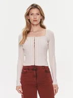 Swetry damskie - Guess Kardigan Allie W4RR43 Z2YN2 Beżowy Slim Fit - miniaturka - grafika 1
